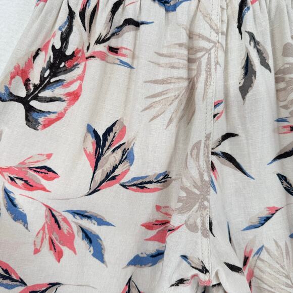 Briggs Linen Pants Womens Size Small Cream Floral Causal Pull On Tropical Travel - Picture 4 of 9
